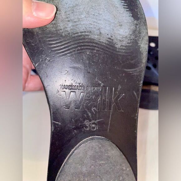 WALK by Handmade Shoes Open Toe Ankle Boot, Size 5.5, Black Leather Cut Outs - Picture 10 of 11